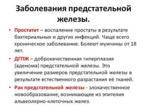 Заболевание предстательной железы у мужчин причины заболевания