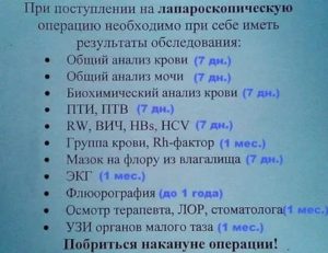 Сколько действительны анализы для операции по гинекологии
